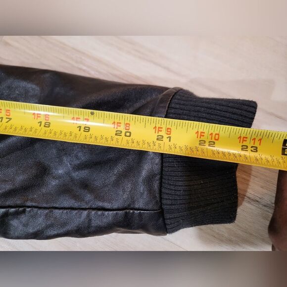 Victoria's Secret PINK Black Varsity Jacet Silver Stud Faux Leather Sleeve Sz S - Picture 11 of 13